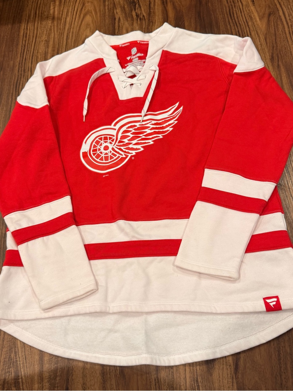 Detroit Red Wings Fanatics Women’s Lace Up Hoodie Size Large